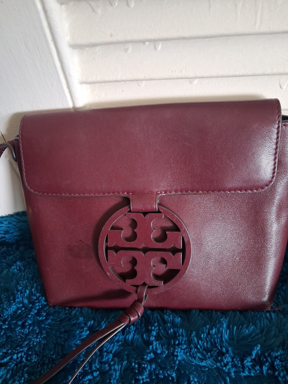 Tory Burch Women's Burgundy Crossbody Bag with Signature Medallion